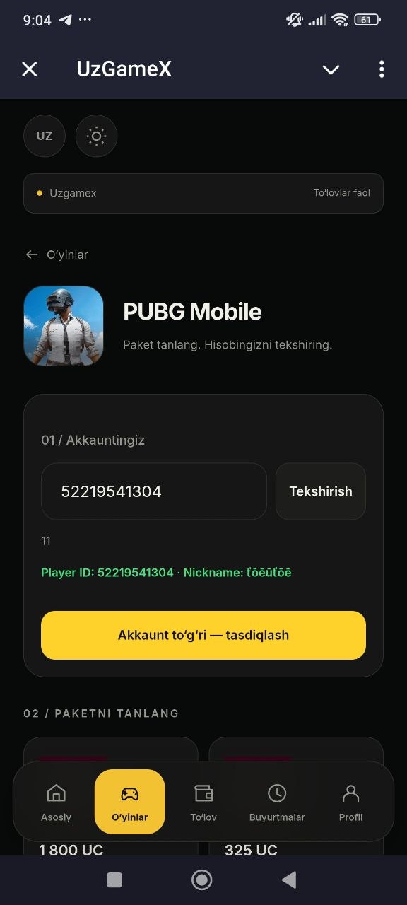 Player ID tekshiruvi va akkaunt to‘g‘riligini tasdiqlash