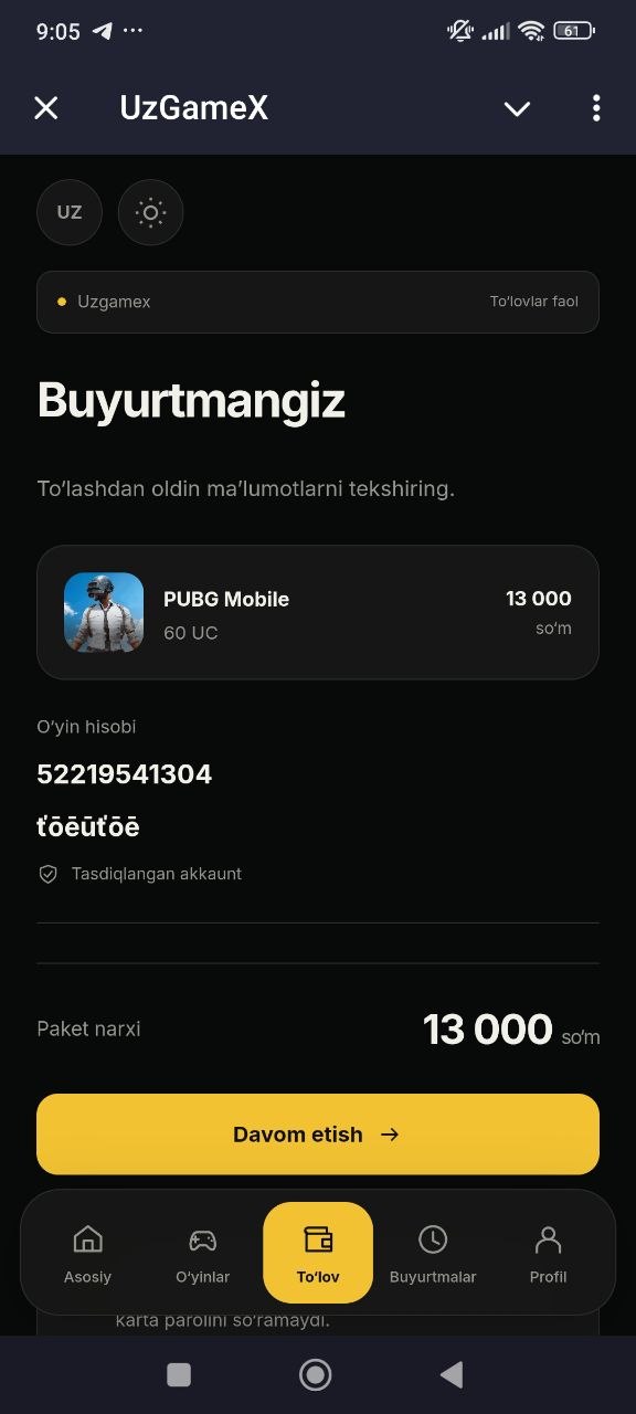 Buyurtma xulosasidagi mahsulot, hisob va yakuniy summani tekshirish